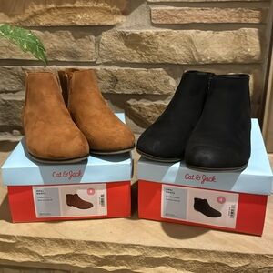Girl’s Black and Brown Booties (1 pair black, 1 pair brown)